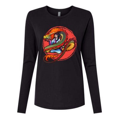 Fire Dragon Warrior Woman Womens Cotton Relaxed Long Sleeve T-Shirt