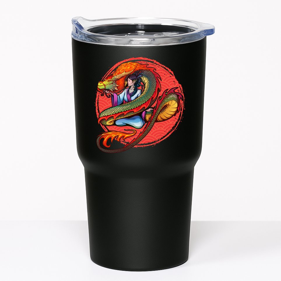 Fire Dragon Warrior Woman Tumbler