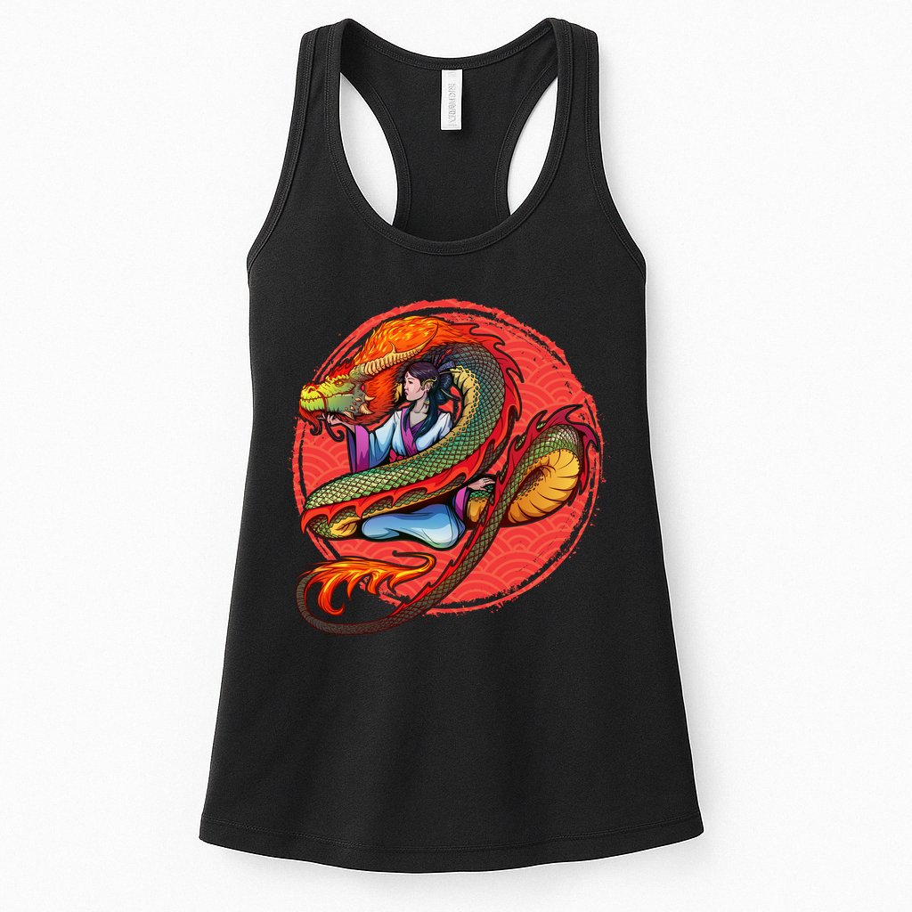 Fire Dragon Warrior Woman Womens Tank Top