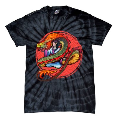 Fire Dragon Warrior Woman Tie-Dye T-Shirt