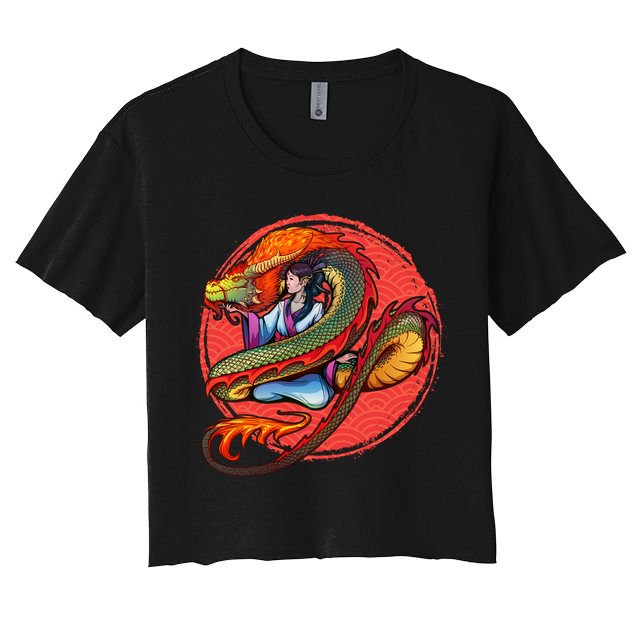 Fire Dragon Warrior Woman Crop Top