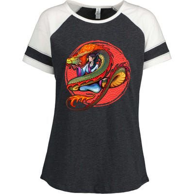 Fire Dragon Warrior Woman Enza Ladies Jersey Colorblock Tee