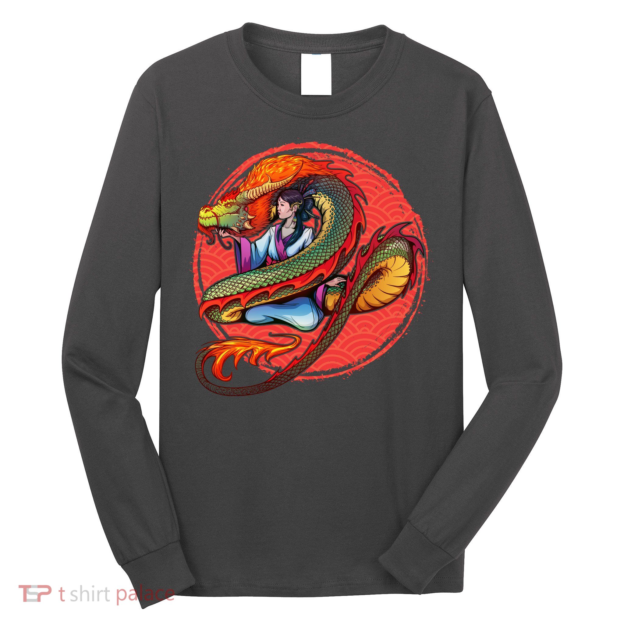Fire Dragon Warrior Woman Long Sleeve Shirt