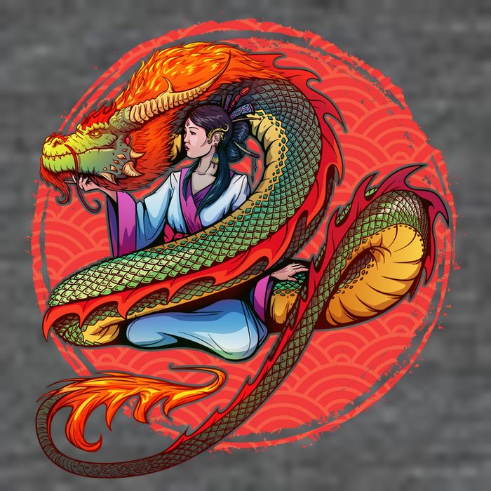 Fire Dragon Warrior Woman Backpack