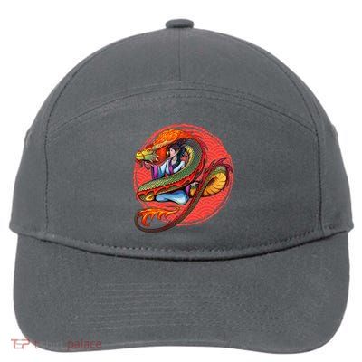 Fire Dragon Warrior Woman 7-Panel Snapback Hat