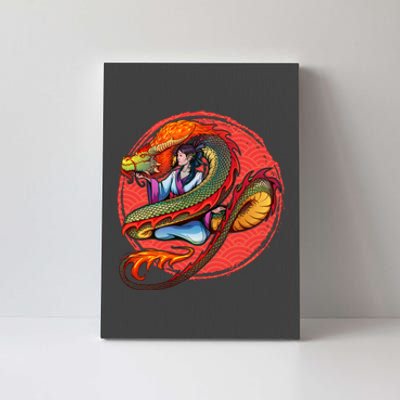 Fire Dragon Warrior Woman Canvas