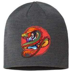 Fire Dragon Warrior Woman Sustainable Beanie