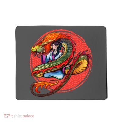 Fire Dragon Warrior Woman Mousepad