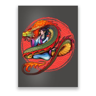 Fire Dragon Warrior Woman Poster