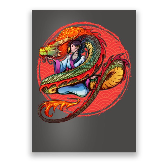 Fire Dragon Warrior Woman Poster