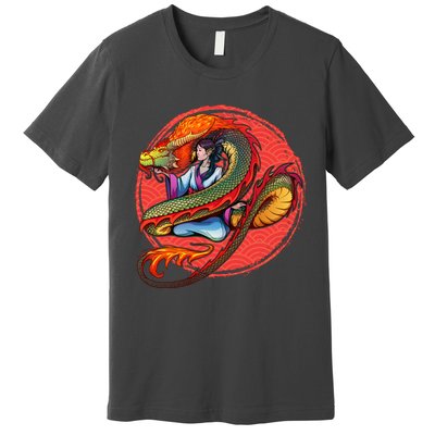 Fire Dragon Warrior Woman Premium T-Shirt