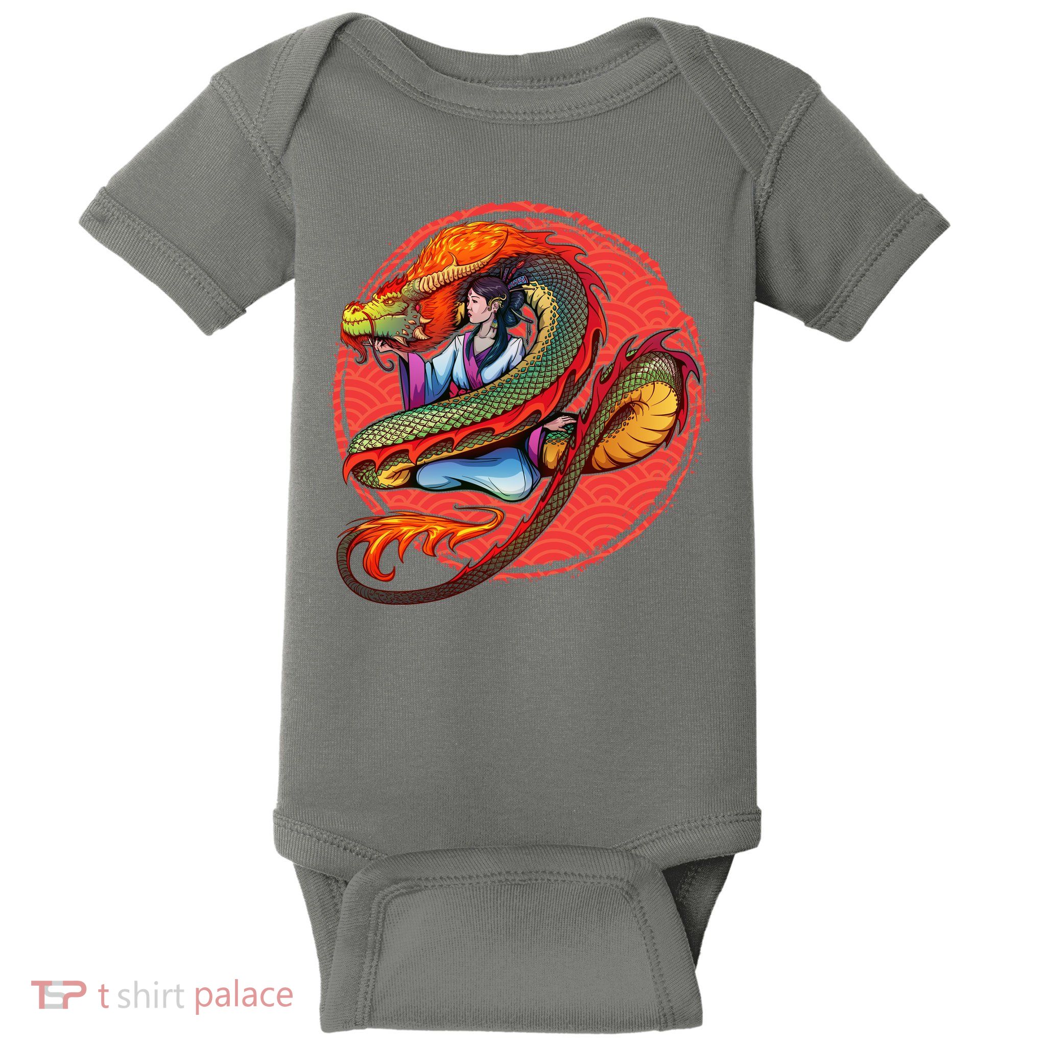 Fire Dragon Warrior Woman Baby Bodysuit