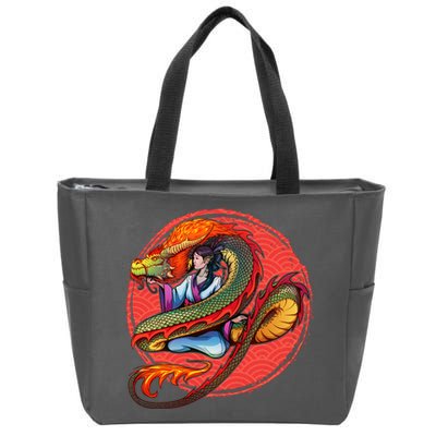 Fire Dragon Warrior Woman Zip Tote Bag