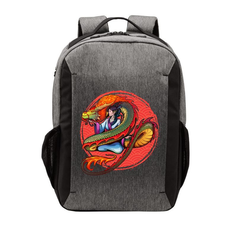 Fire Dragon Warrior Woman Vector Backpack