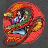 Fire Dragon Warrior Woman Vector Backpack