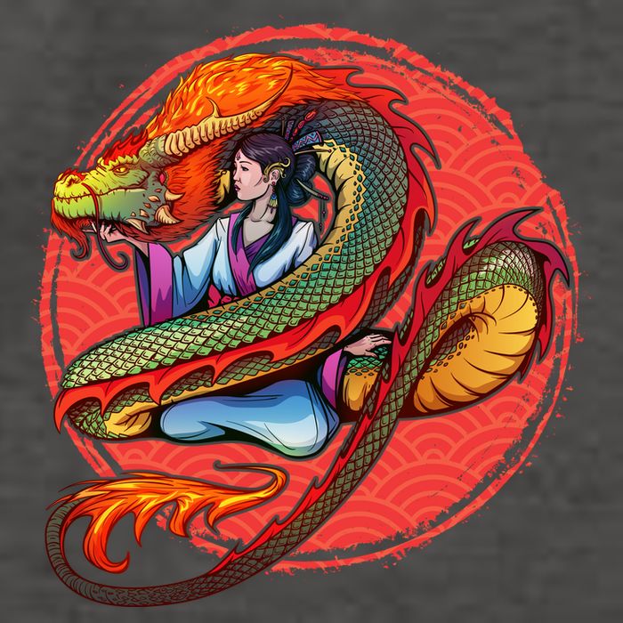 Fire Dragon Warrior Woman Vector Backpack