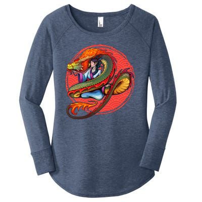 Fire Dragon Warrior Woman Women's Perfect Tri Tunic Long Sleeve Shirt