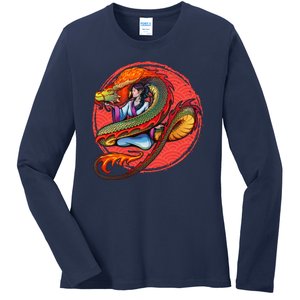 Fire Dragon Warrior Woman Ladies Long Sleeve Shirt