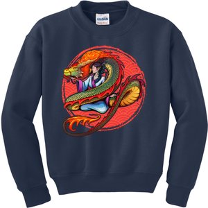 Fire Dragon Warrior Woman Kids Sweatshirt