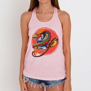 Fire Dragon Warrior Woman Women's Knotted Racerback Tank