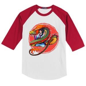 Fire Dragon Warrior Woman Kids Colorblock Raglan Jersey