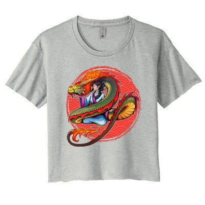 Fire Dragon Warrior Woman Women's Crop Top Tee