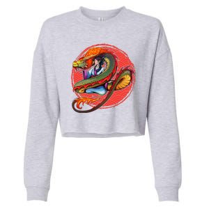 Fire Dragon Warrior Woman Cropped Pullover Crew