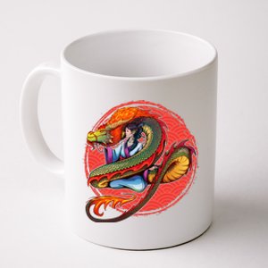 Fire Dragon Warrior Woman Coffee Mug