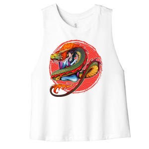 Fire Dragon Warrior Woman Women's Racerback Cropped Tank