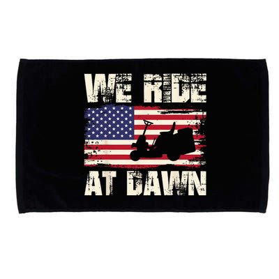 Father's Day We Ride At Dawn Lawnmower USA Flag Mowing Microfiber Hand Towel