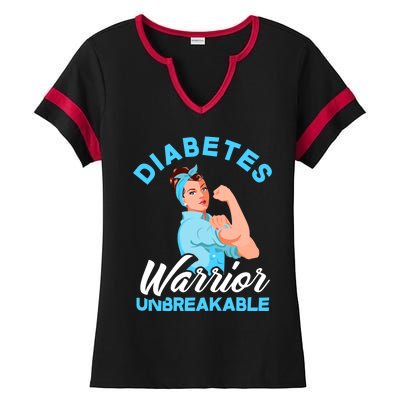 Fighter Diabetes Warrior Unbreakable Diabetes Awareness Meaningful Gift Ladies Halftime Notch Neck Tee