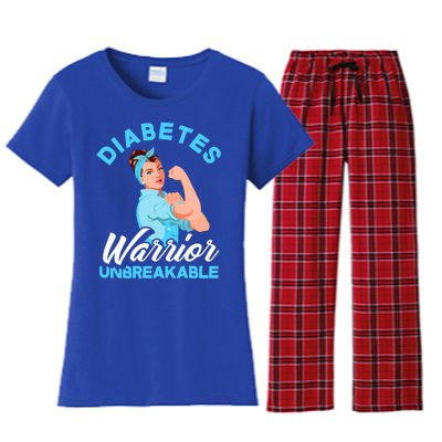 Fighter Diabetes Warrior Unbreakable Diabetes Awareness Meaningful Gift Women's Flannel Pajama Set