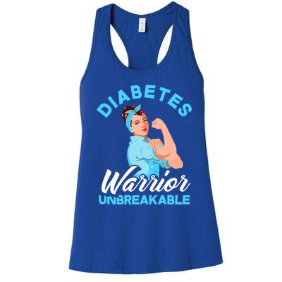 Fighter Diabetes Warrior Unbreakable Diabetes Awareness Meaningful Gift Women's Racerback Tank