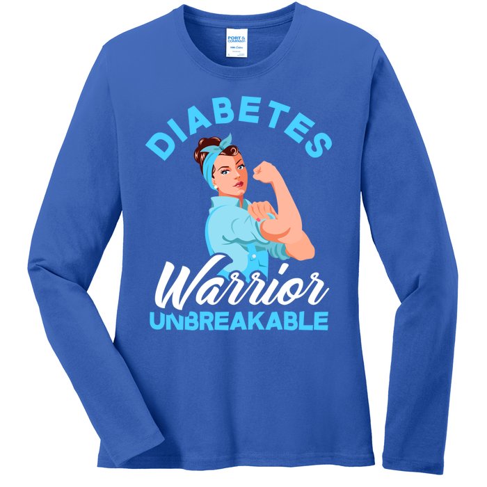 Fighter Diabetes Warrior Unbreakable Diabetes Awareness Meaningful Gift Ladies Long Sleeve Shirt