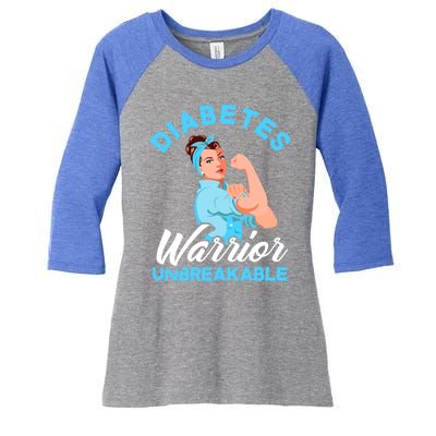 Fighter Diabetes Warrior Unbreakable Diabetes Awareness Meaningful Gift Women's Tri-Blend 3/4-Sleeve Raglan Shirt