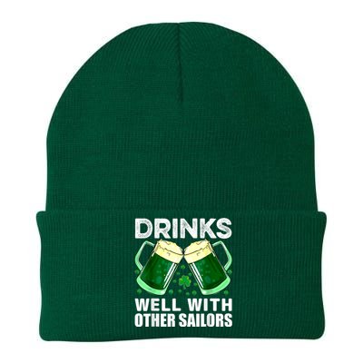 Funny Drinks Well With Other Sailors Shamrock Patricks Day Knit Cap Winter Beanie