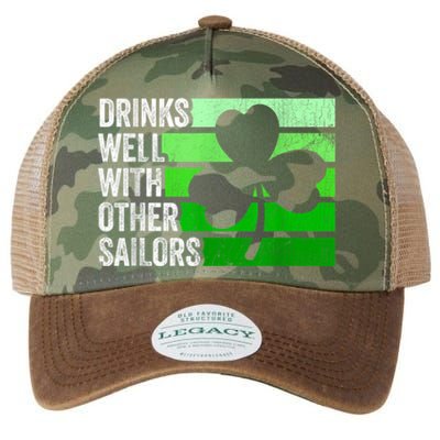 Funny Drinks Well With Other Sailors Shamrock Patricks Day Legacy Tie Dye Trucker Hat