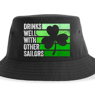 Funny Drinks Well With Other Sailors Shamrock Patricks Day Sustainable Bucket Hat