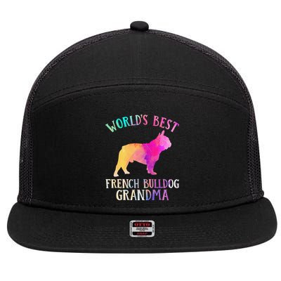 Frenchie Dog World’s Best French Bulldog Grandma 7 Panel Mesh Trucker Snapback Hat