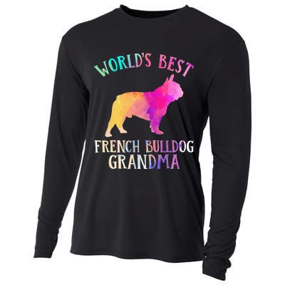 Frenchie Dog World’s Best French Bulldog Grandma Cooling Performance Long Sleeve Crew
