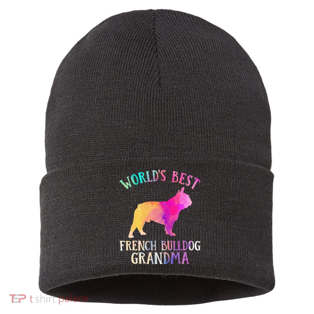 Frenchie Dog World’s Best French Bulldog Grandma Sustainable Knit Beanie