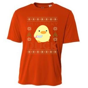 Funny Duck With Knife Meme IM A Lucky Duck Ugly Christmas Gift Cooling Performance Crew T-Shirt