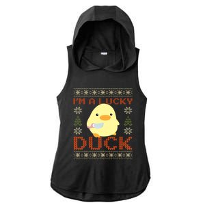 Funny Duck With Knife Meme IM A Lucky Duck Ugly Christmas Gift Ladies PosiCharge Tri-Blend Wicking Draft Hoodie Tank