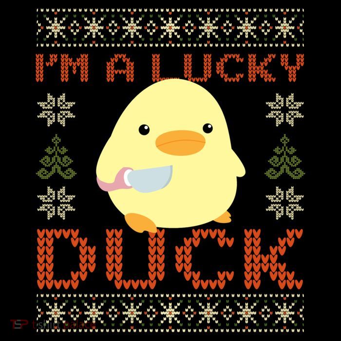 Funny Duck With Knife Meme IM A Lucky Duck Ugly Christmas Gift Backpack