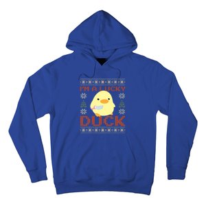 Funny Duck With Knife Meme IM A Lucky Duck Ugly Christmas Gift Hoodie