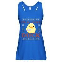 Funny Duck With Knife Meme IM A Lucky Duck Ugly Christmas Gift Ladies Essential Flowy Tank