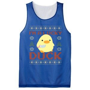 Funny Duck With Knife Meme IM A Lucky Duck Ugly Christmas Gift Mesh Reversible Basketball Jersey Tank