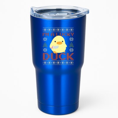 Funny Duck With Knife Meme IM A Lucky Duck Ugly Christmas Gift Tumbler