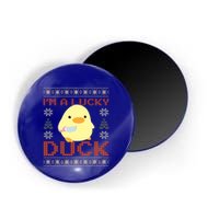 Funny Duck With Knife Meme IM A Lucky Duck Ugly Christmas Gift Magnet