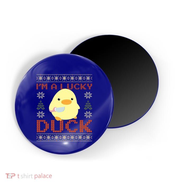 Funny Duck With Knife Meme IM A Lucky Duck Ugly Christmas Gift Magnet